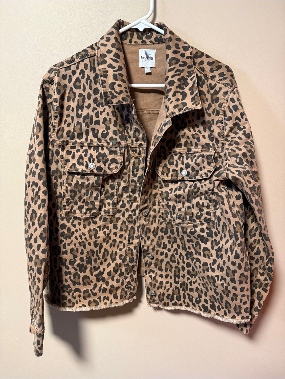 Kensie Leopard Print Jean Jacket - Brown & Black